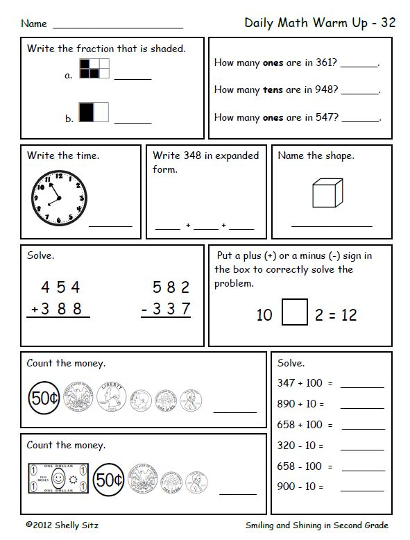 2nd Grade Math Review Worksheets By David Young Tpt Printable Second 