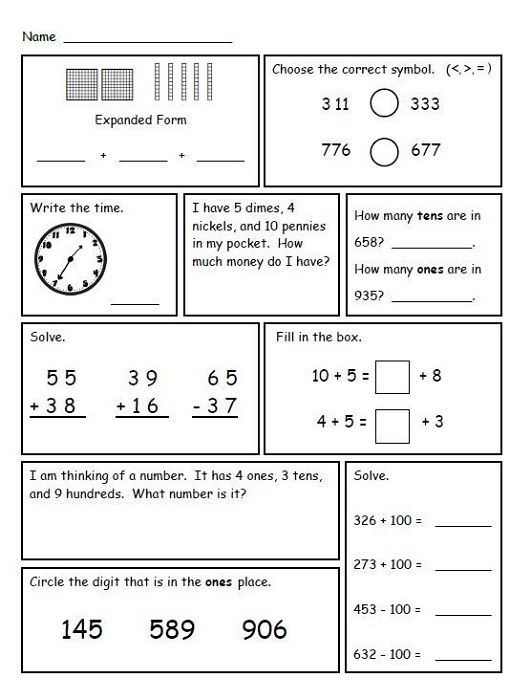 2nd Grade Math Worksheets To Print Math Review Worksheets 2nd Grade