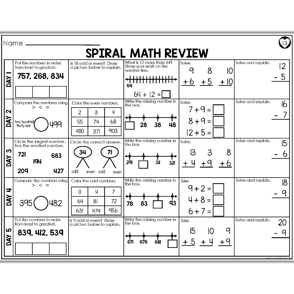 2nd Grade Spiral Math Week 13 At Lucky Little Learners