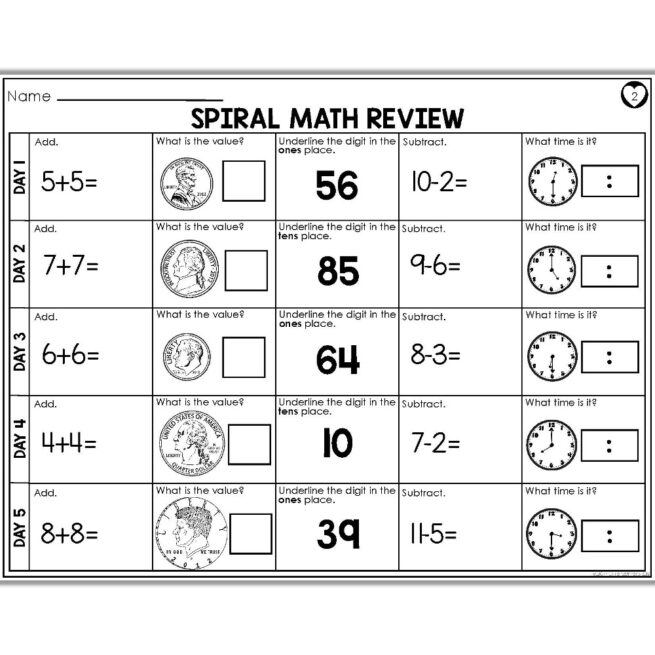 2nd Grade Spiral Math Week 2 At Lucky Little Learners