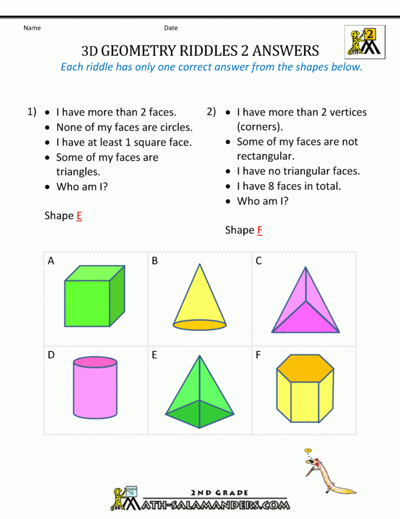 30 Geometry Worksheet For 2nd Grade Worksheet Project List 3d Shapes 