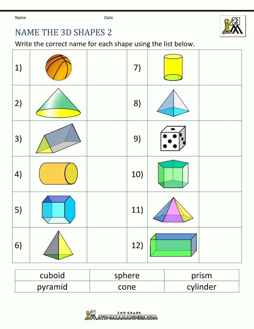 3d Shapes Worksheets 2nd Grade 2d Shapes Worksheets 2nd Grade Jamal