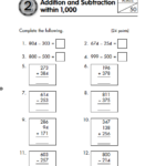 Addition And Subtraction Within 1000 Worksheet William Hopper s