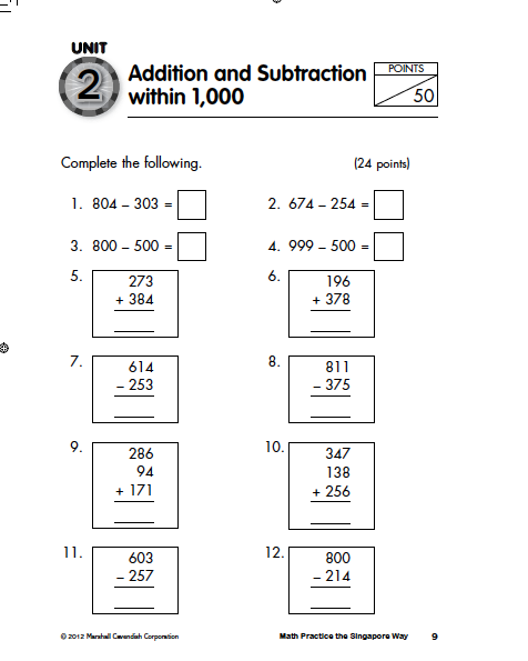 Addition And Subtraction Within 1000 Worksheet William Hopper s 
