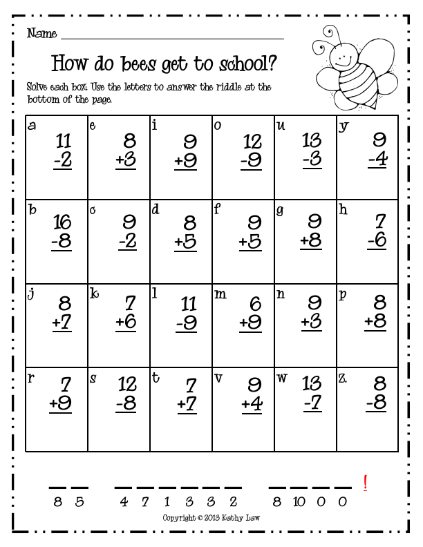 Addition And Subtraction Worksheets 1St Grade Pdf Kidsworksheetfun