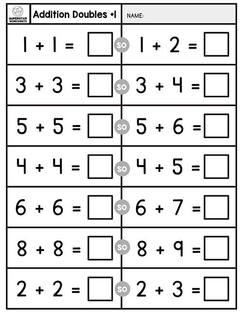 Addition Doubles Worksheets Superstar Worksheets Doubles Worksheet 