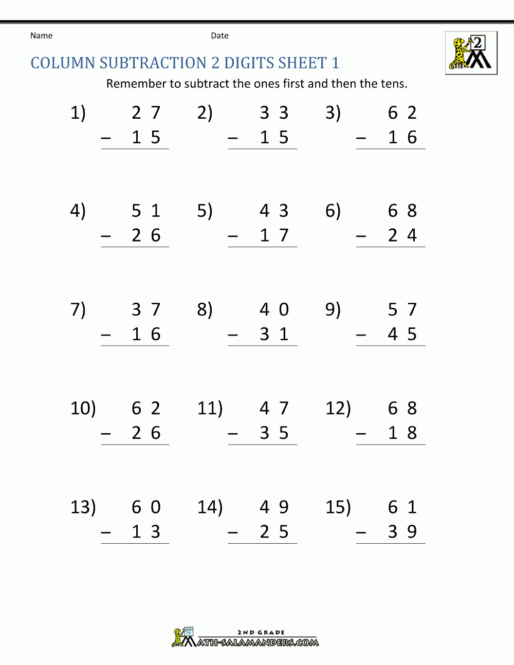 Addition Grade 2 Math Worksheets Addition Subtraction Math Worksheets 