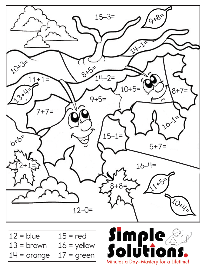 Color By Number Fall Worksheets