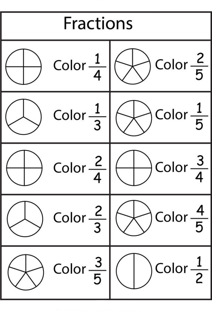 Color Fractions In Basic Shapes Introduction To Mathematics Grade 3 