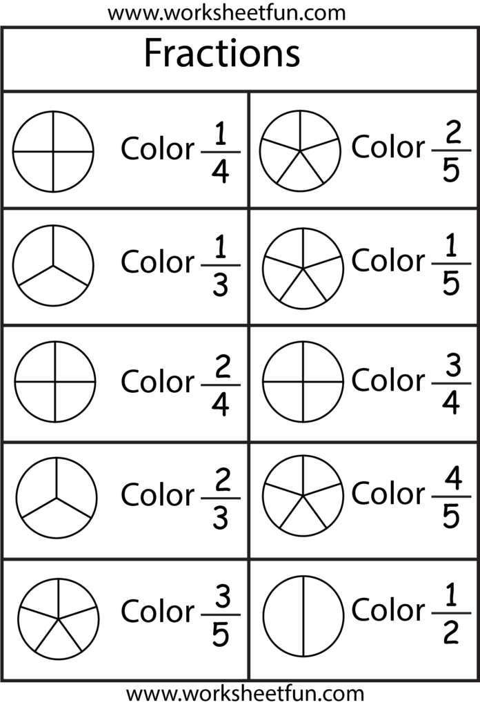 Color The Fraction 4 Worksheets 2nd Grade Math Worksheets Free 