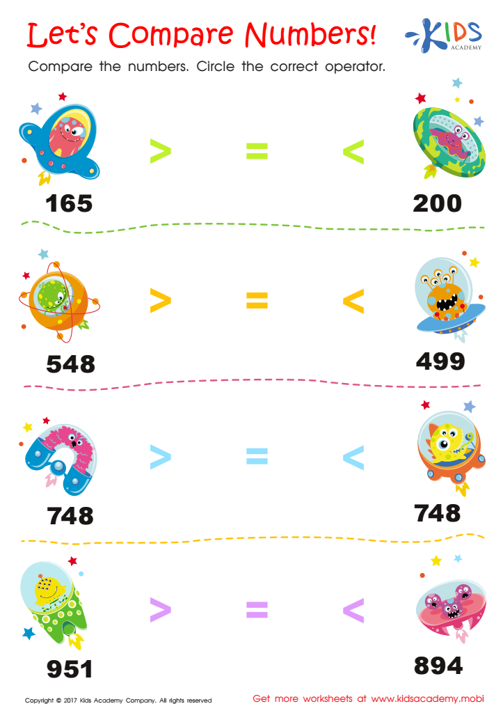 Comparing Numbers Worksheet For 2nd Grade Free Printable PDF For Kids