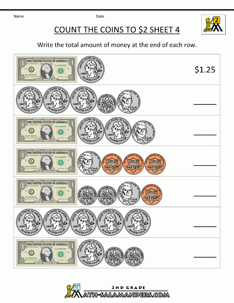 Counting Coins Practice For 3rd Grade Grade Coin Worksheets Free 