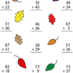 Fall Double Digit Addition Math Worksheet Twisty Noodle Kindergarten