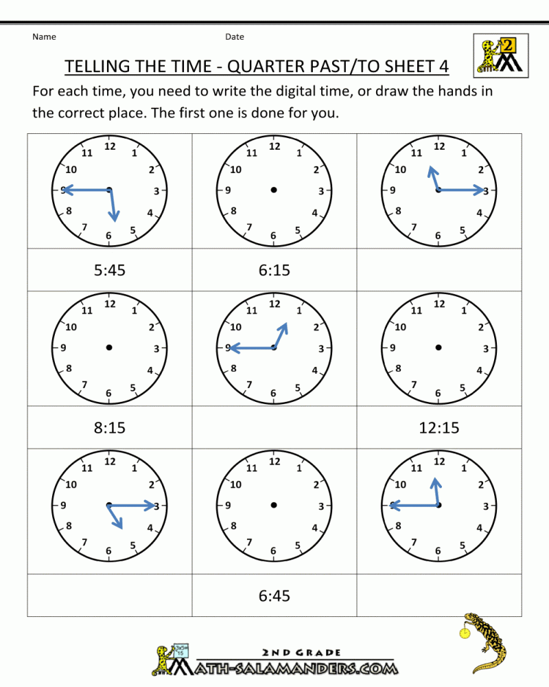 Free Printable 2nd Grade Math Worksheets Telling Time Math Worksheets 