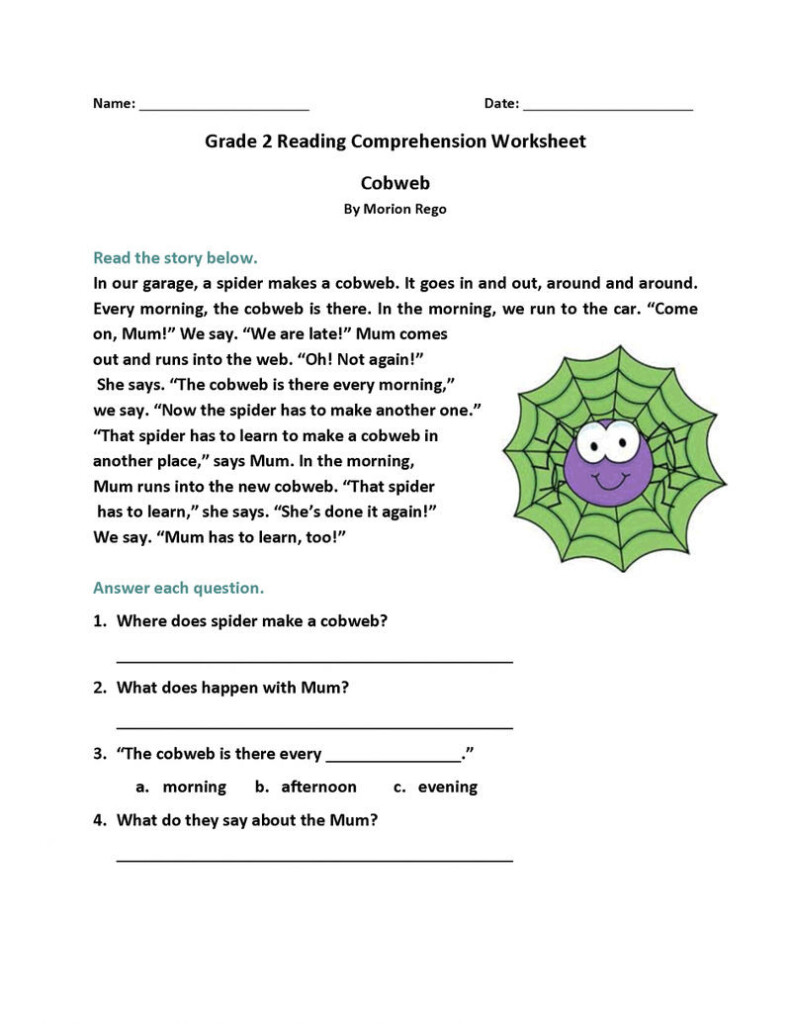 Grade 2 Reading Comprehension Worksheet Printable Coloring Db excel