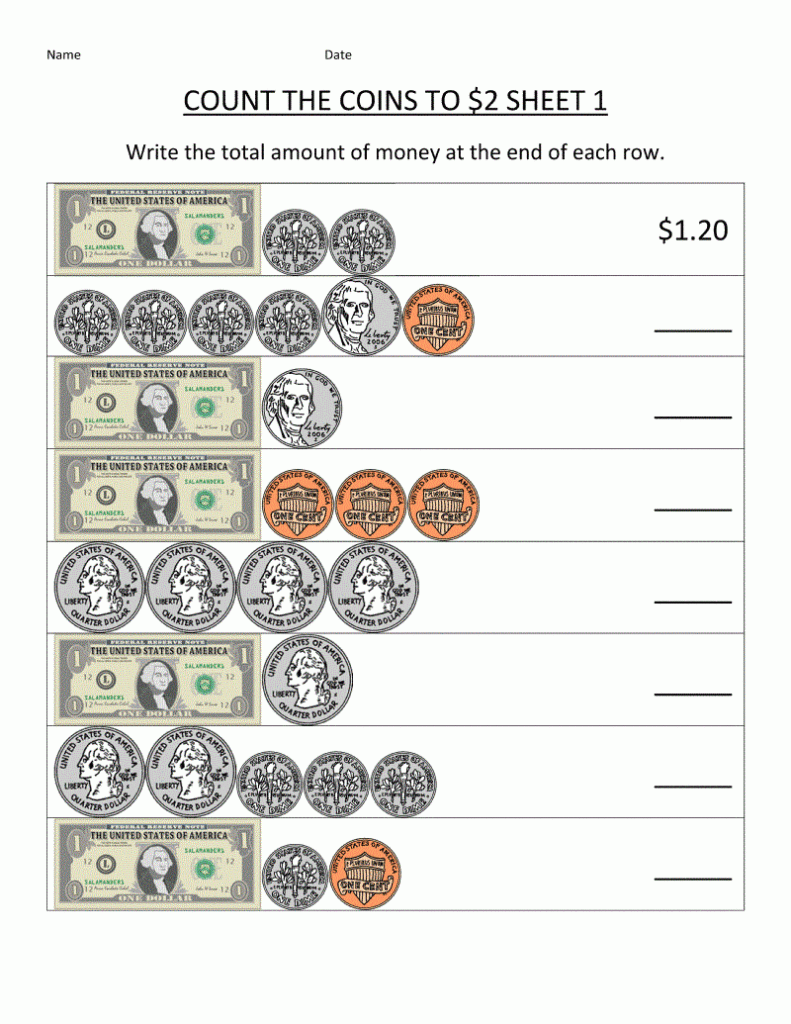 Money Math Worksheets For 2nd Grade Learning Printable Money Math 