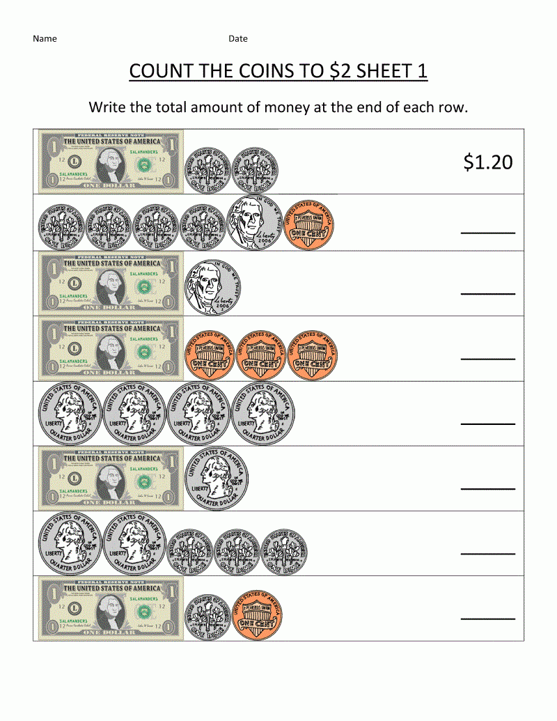 Money Math Worksheets For 2nd Grade Learning Printable Money Math
