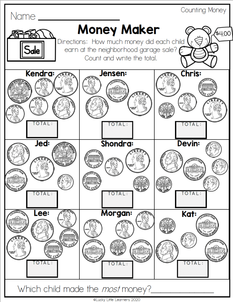 More Than Just A Worksheet Math Money Exercises For 2nd Grade 