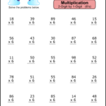 Multiplication Worksheets 2 Digit By 1 Digit Math Drills DIY
