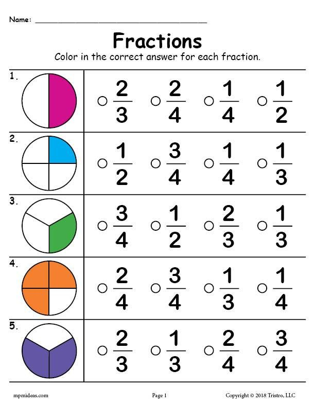 Printable Fractions Worksheet 2nd Grade Math Worksheets First Grade 