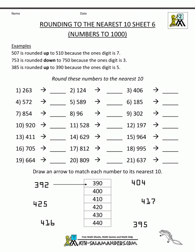 Rounding Worksheets To The Nearest 10 Math Worksheets Free Math 