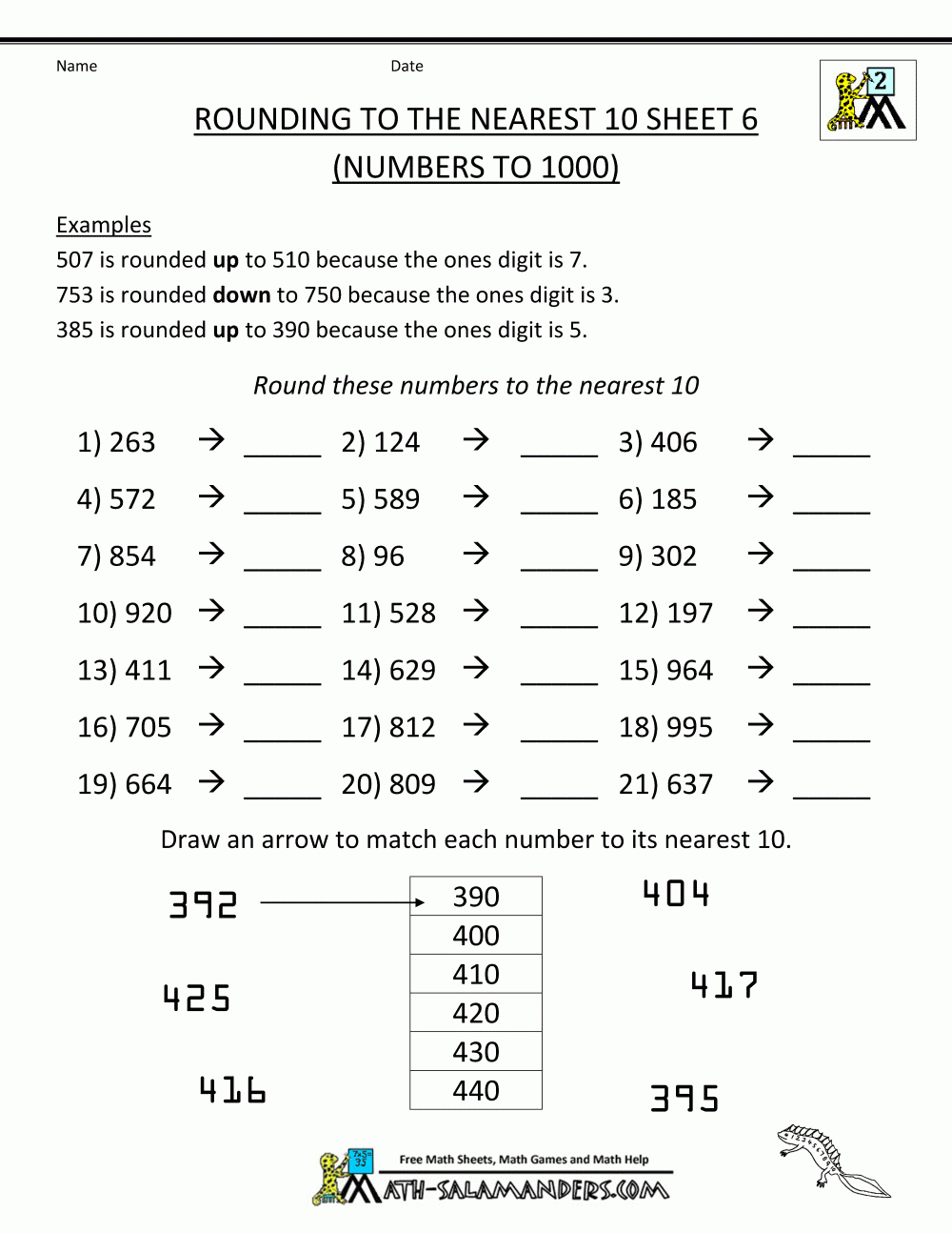 Math Rounding Worksheets 2nd Grade