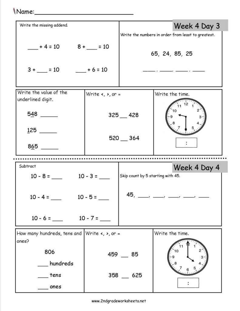 Second Grade Addition Worksheets 2nd Grade Math Review 2nd Grade End 