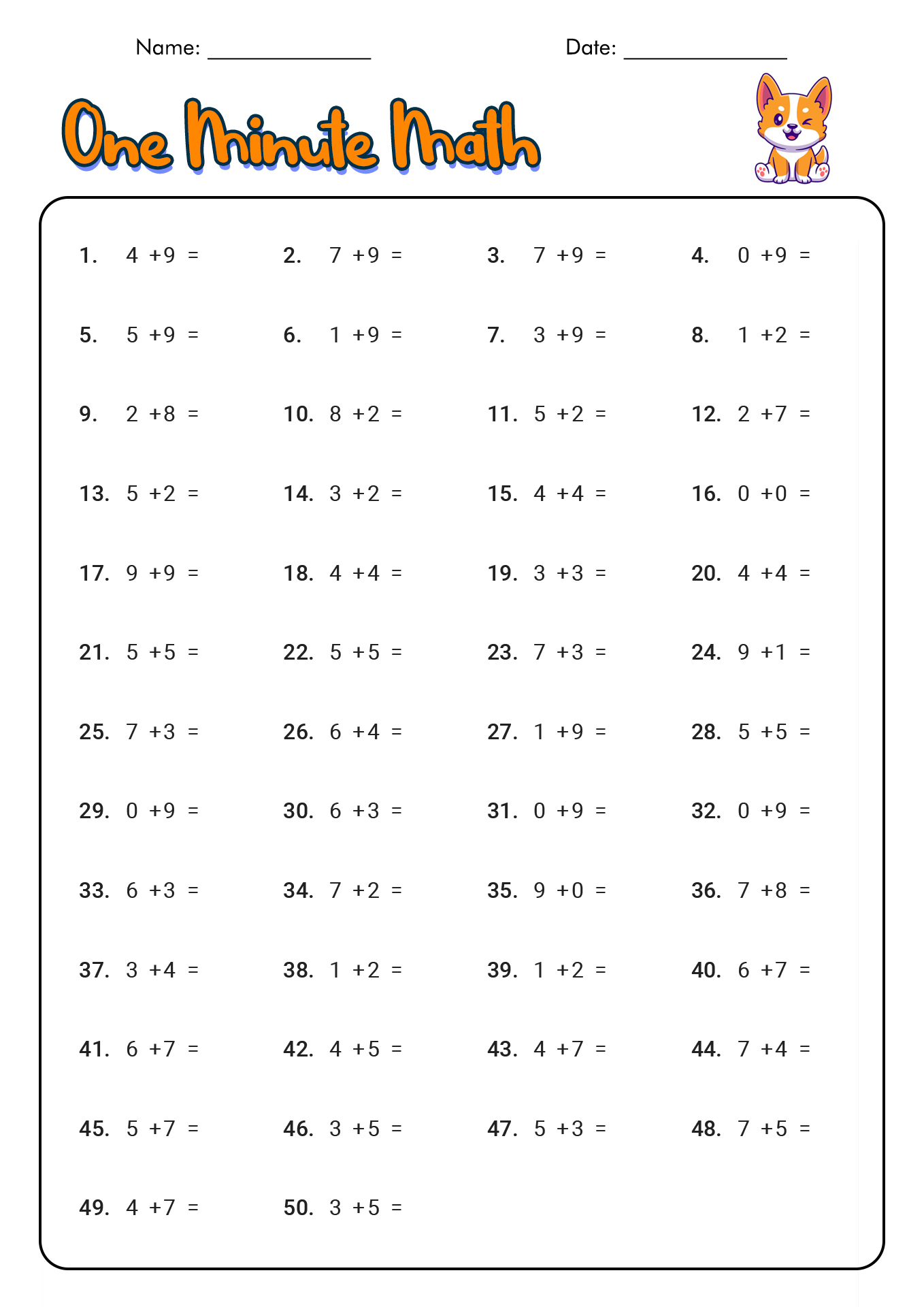 Free10 Minute Math Worksheets 2nd Grade 2nd Grade Math Worksheets 1999