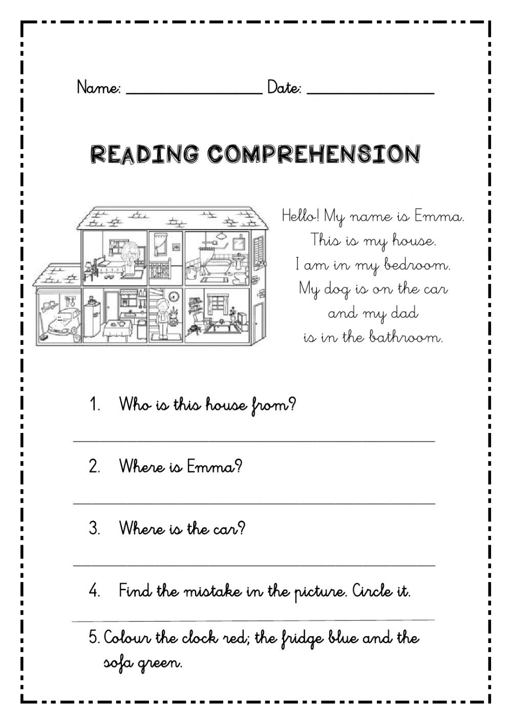 Short Reading Comprehension Passages For Grade 3 King Worksheet Free