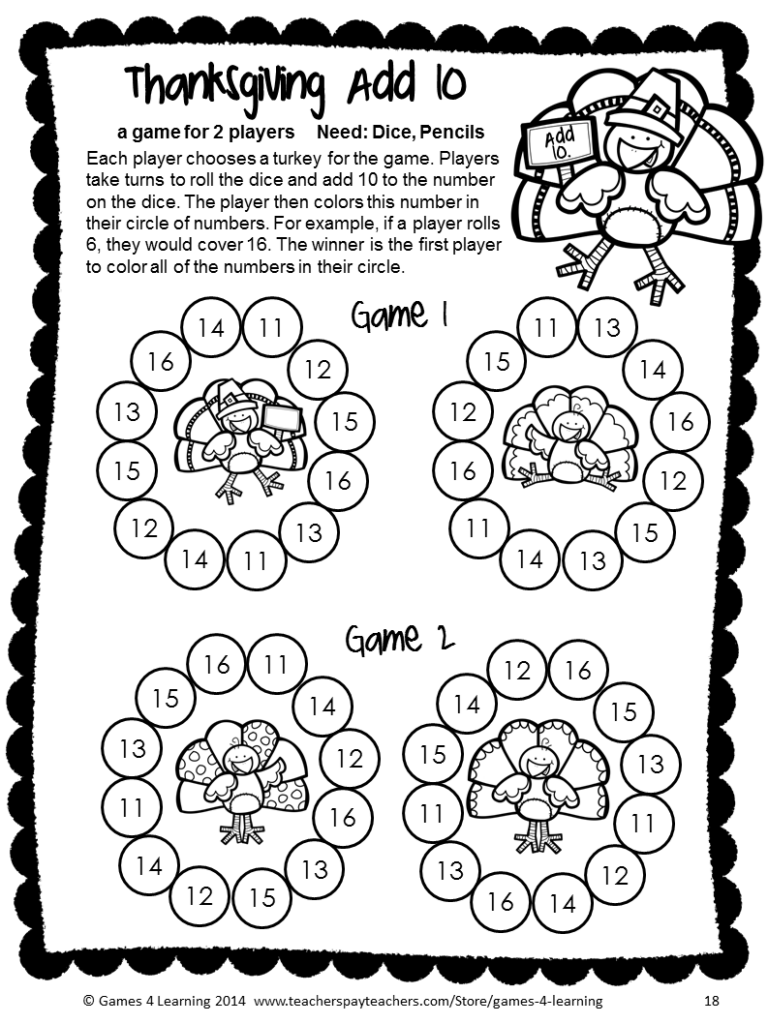 Thanksgiving Math A Worksheet Collection For The Holiday Season 