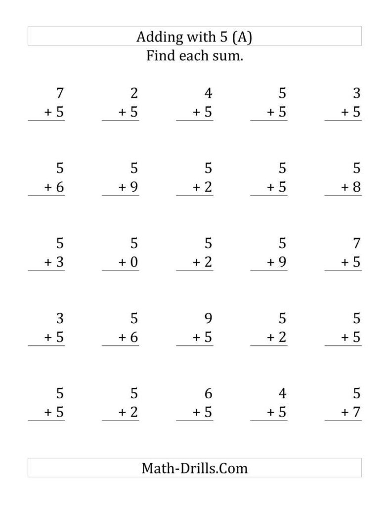The 25 Adding Fives Questions A Math Worksheet In 2021 2nd Grade 