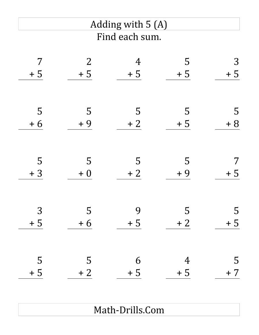 The 25 Adding Fives Questions A Math Worksheet In 2021 2nd Grade