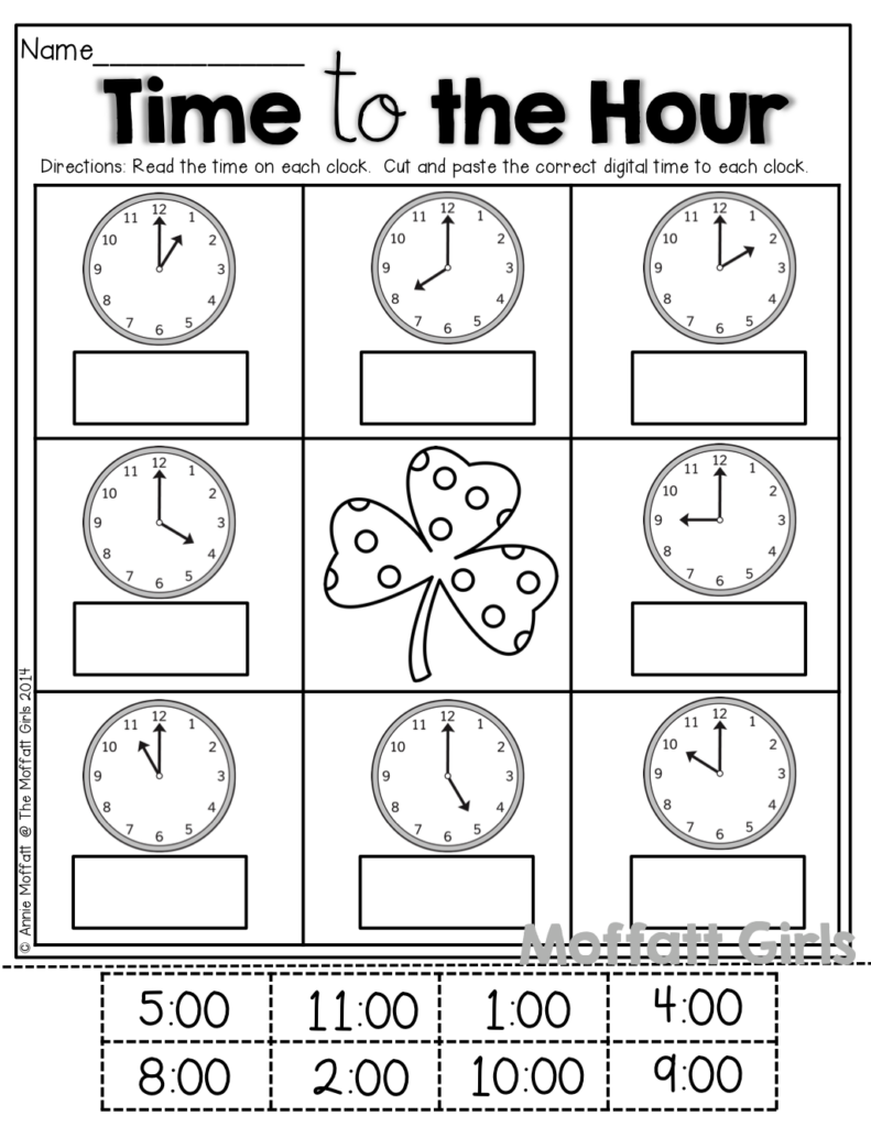 The Moffatt Girls St Patrick s Day NO PREP Packets Time Worksheets 