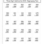 Three Digit Subtraction Worksheets Free Math Worksheets Addition And