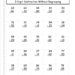 Two Digit Subtraction Without Regrouping Worksheet 2nd Grade Math