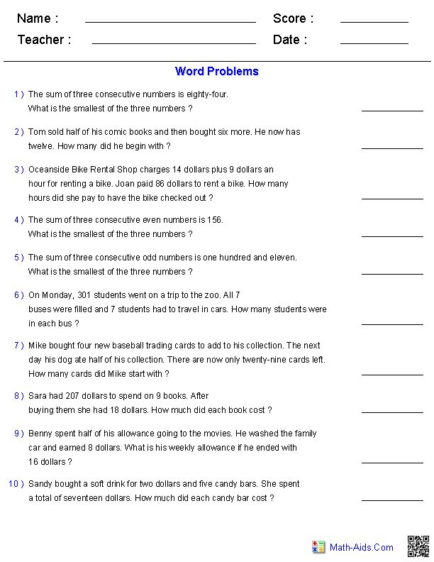 Two Step Equation Word Problems Worksheets Math Word Problems Word 