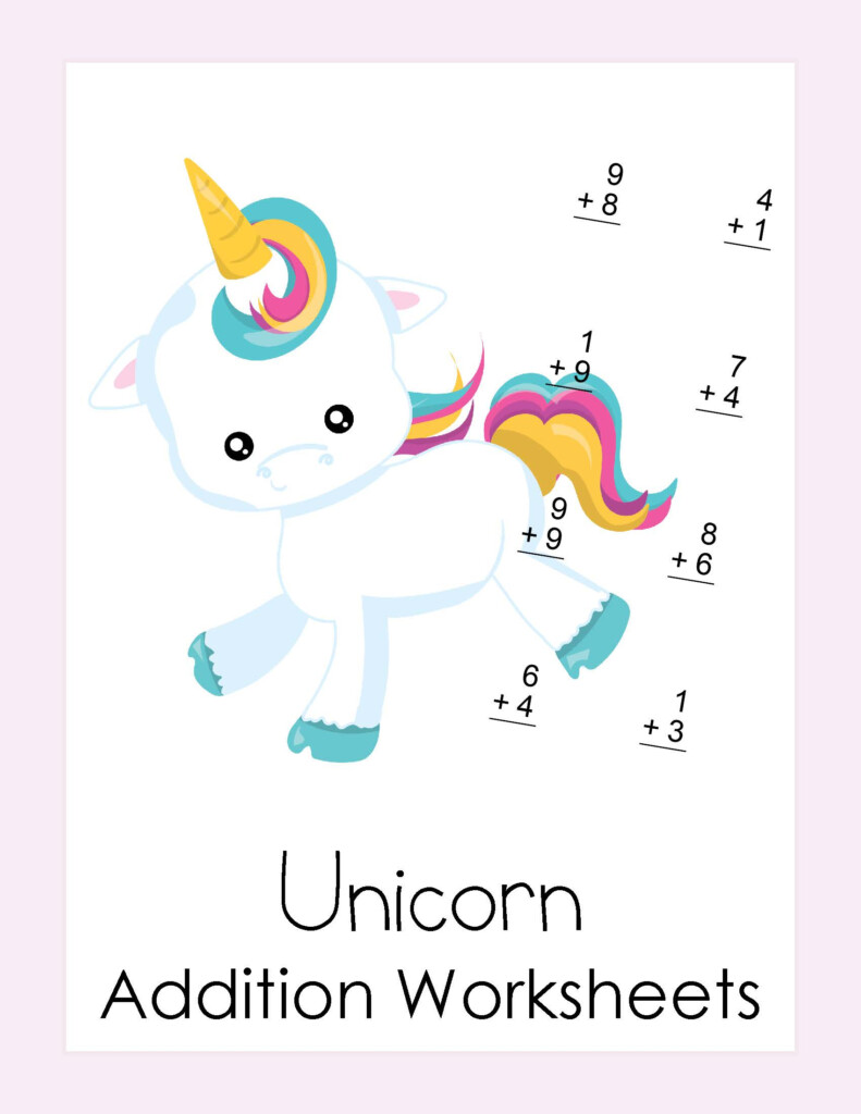 Unicorn Color By Number Addition And Subtraction Worksheet Dragon 