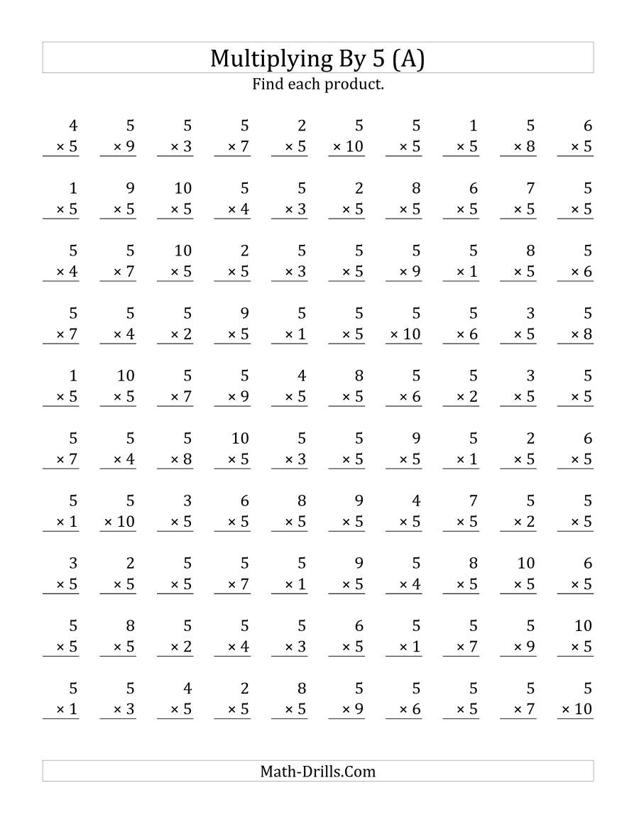 0 5 Multiplication Worksheets Times Tables Worksheets