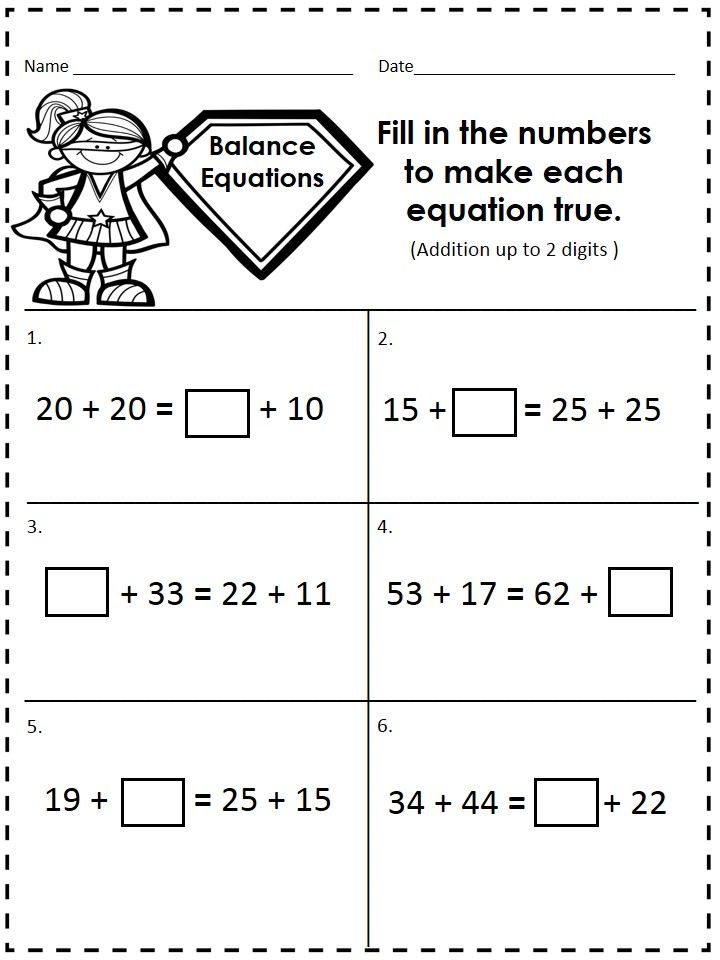 2nd Grade Common Core Math Worksheets Balancing Equations Worksheet 