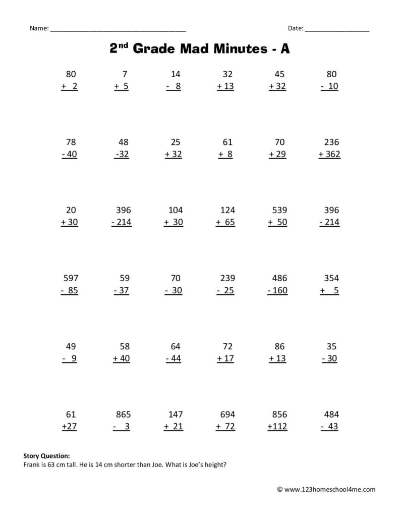 2nd Grade Free Printable Math Worksheets Free Printable Templates