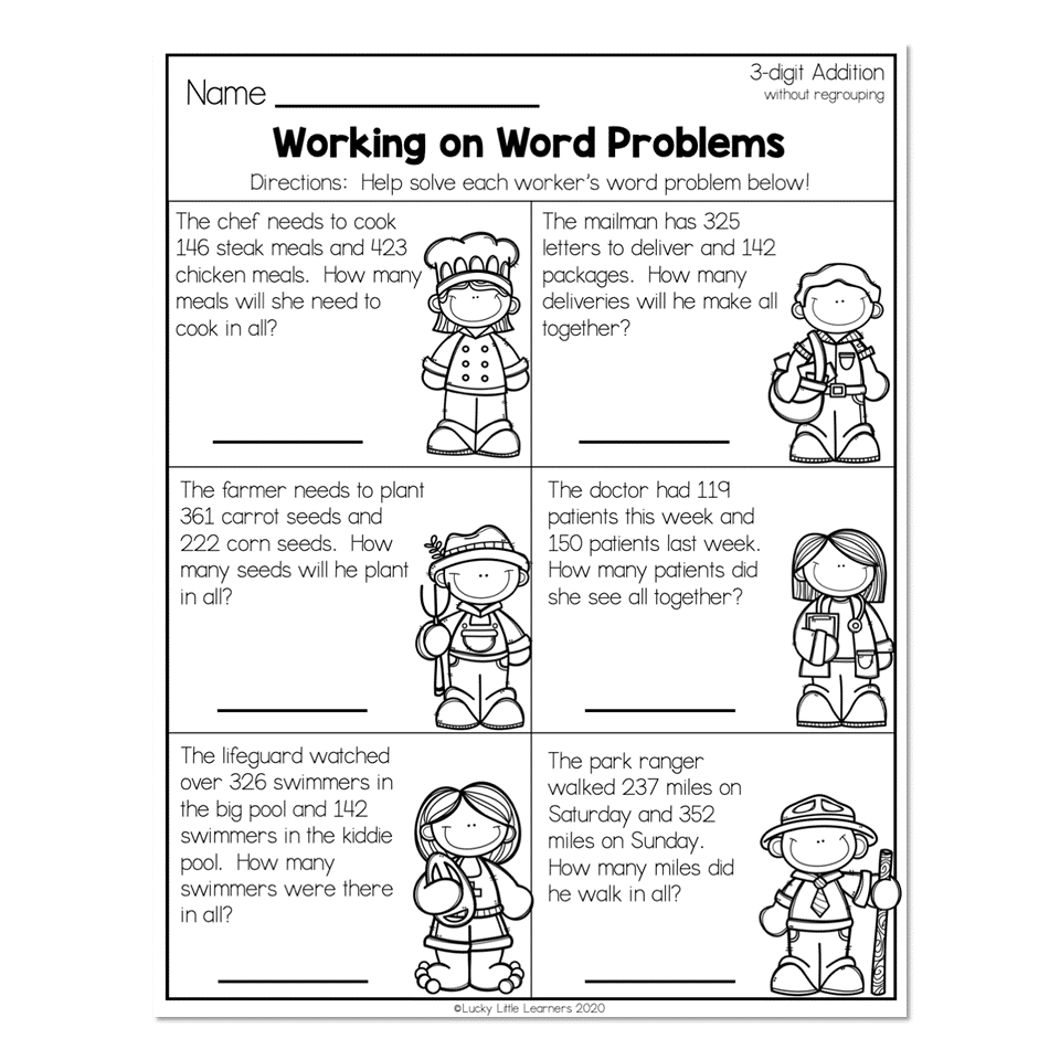 2nd Grade Math Worksheets 3 Digit Addition Without Regrouping 