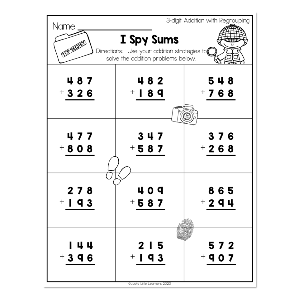 2nd Grade Math Worksheets 3 Digit Addition Without Regrouping Rock It 