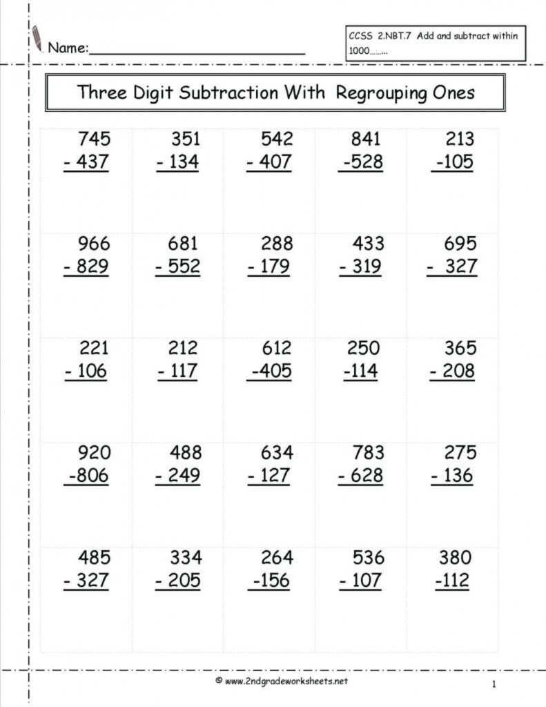 2nd Grade Math Worksheets For Grade 2 Addition And Subtraction 