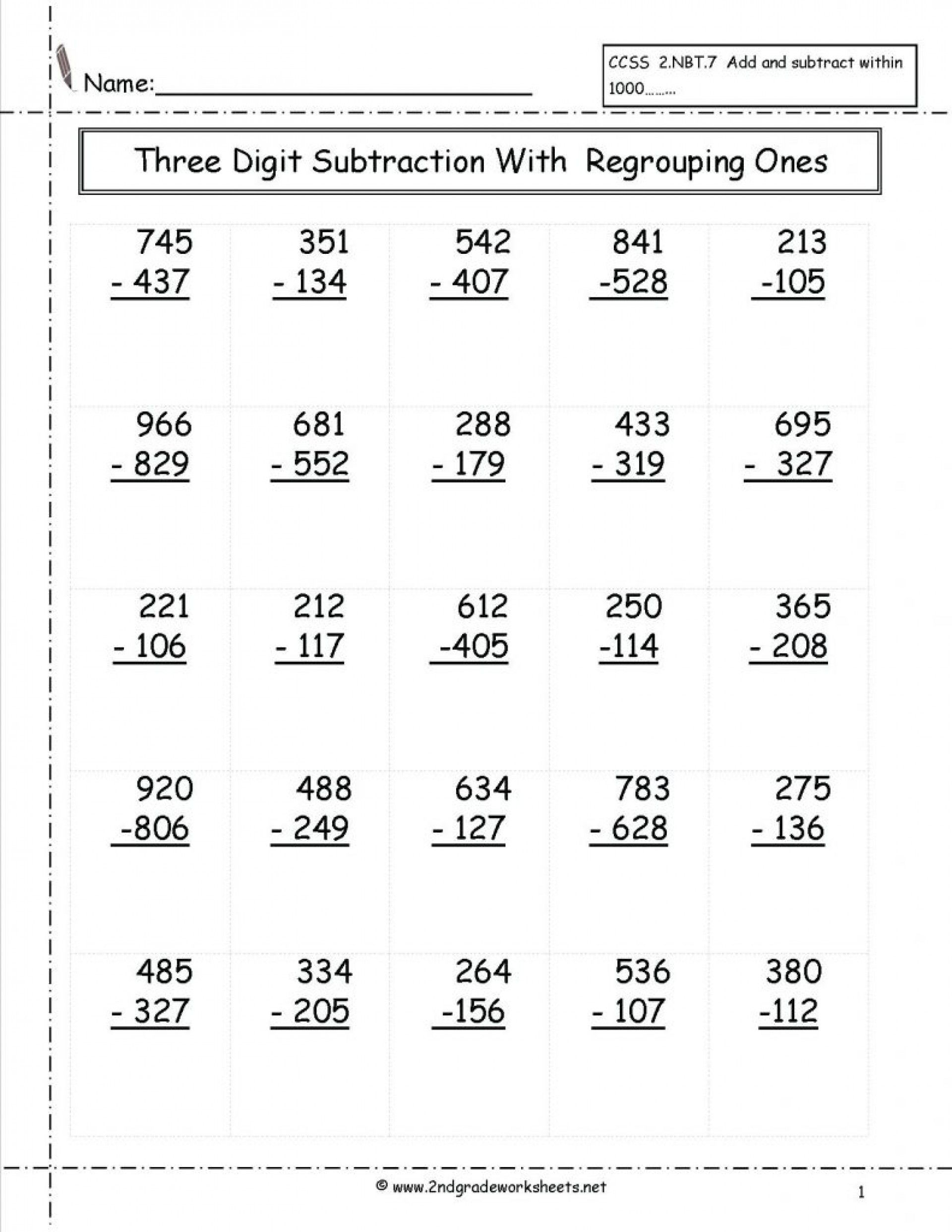 2nd Grade Math Worksheets For Grade 2 Addition And Subtraction 