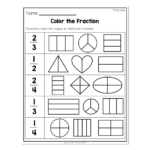 2nd Grade Math Worksheets Geometry Fractions Color The Fraction