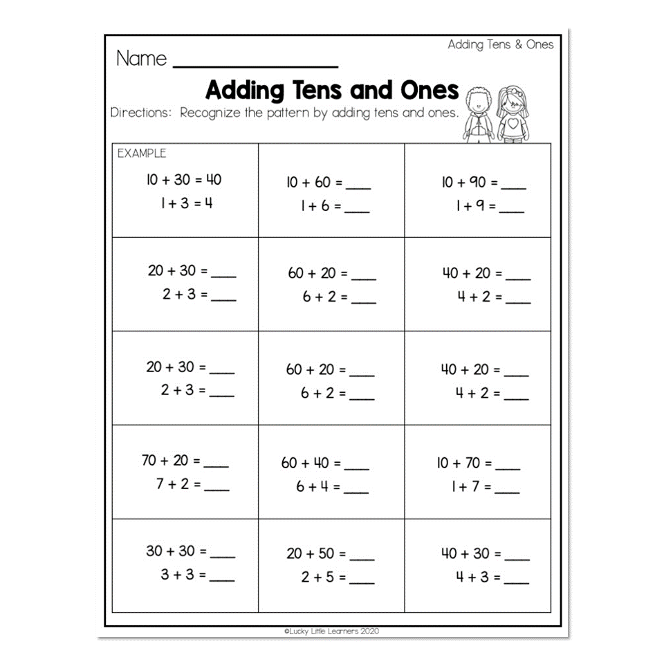 2nd Grade Math Worksheets Place Value Adding Tens And Ones Adding 