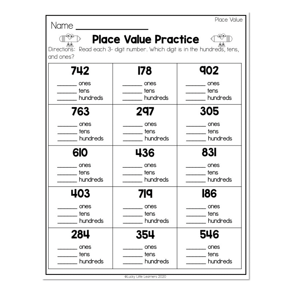2nd Grade Math Worksheets Place Value Read Write Numbers To 1 000