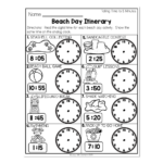 2nd Grade Math Worksheets Time Telling Time To 5 Minutes Beach