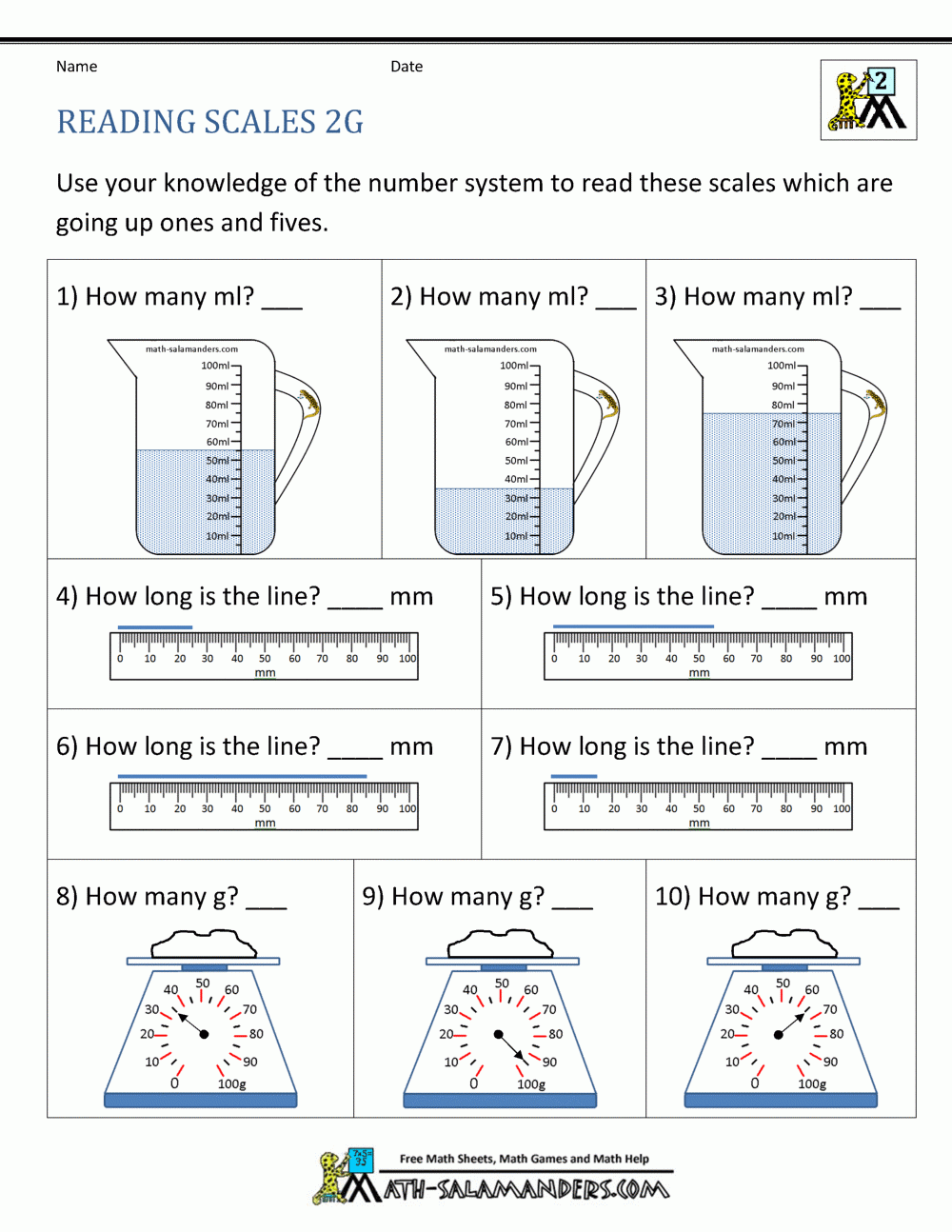 2nd Grade Measurement Worksheets