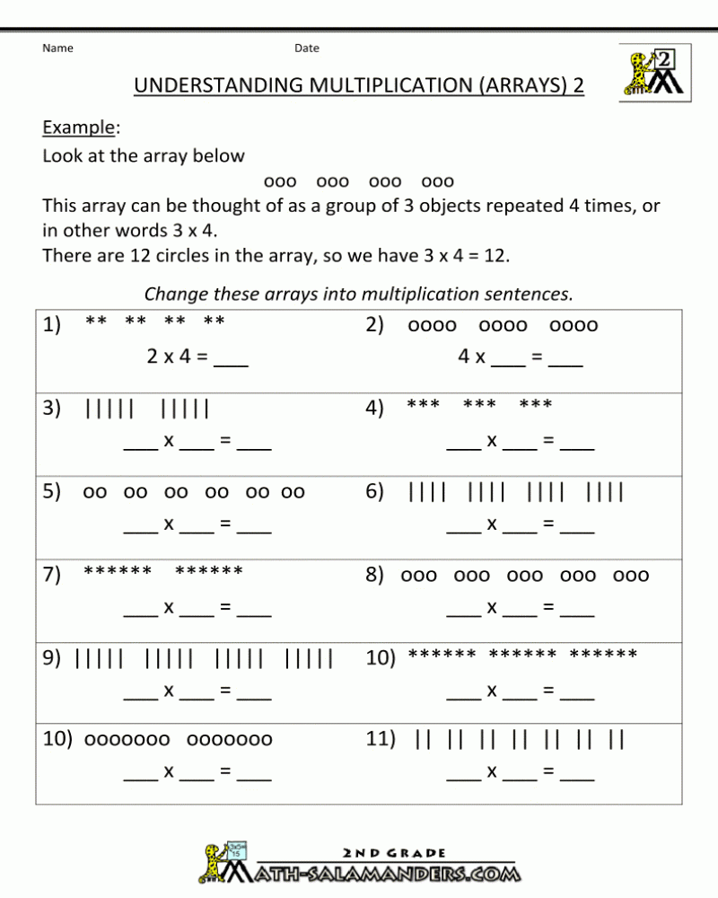 2nd Grade Printable Math Worksheets Teach Them How To Multiply Math 